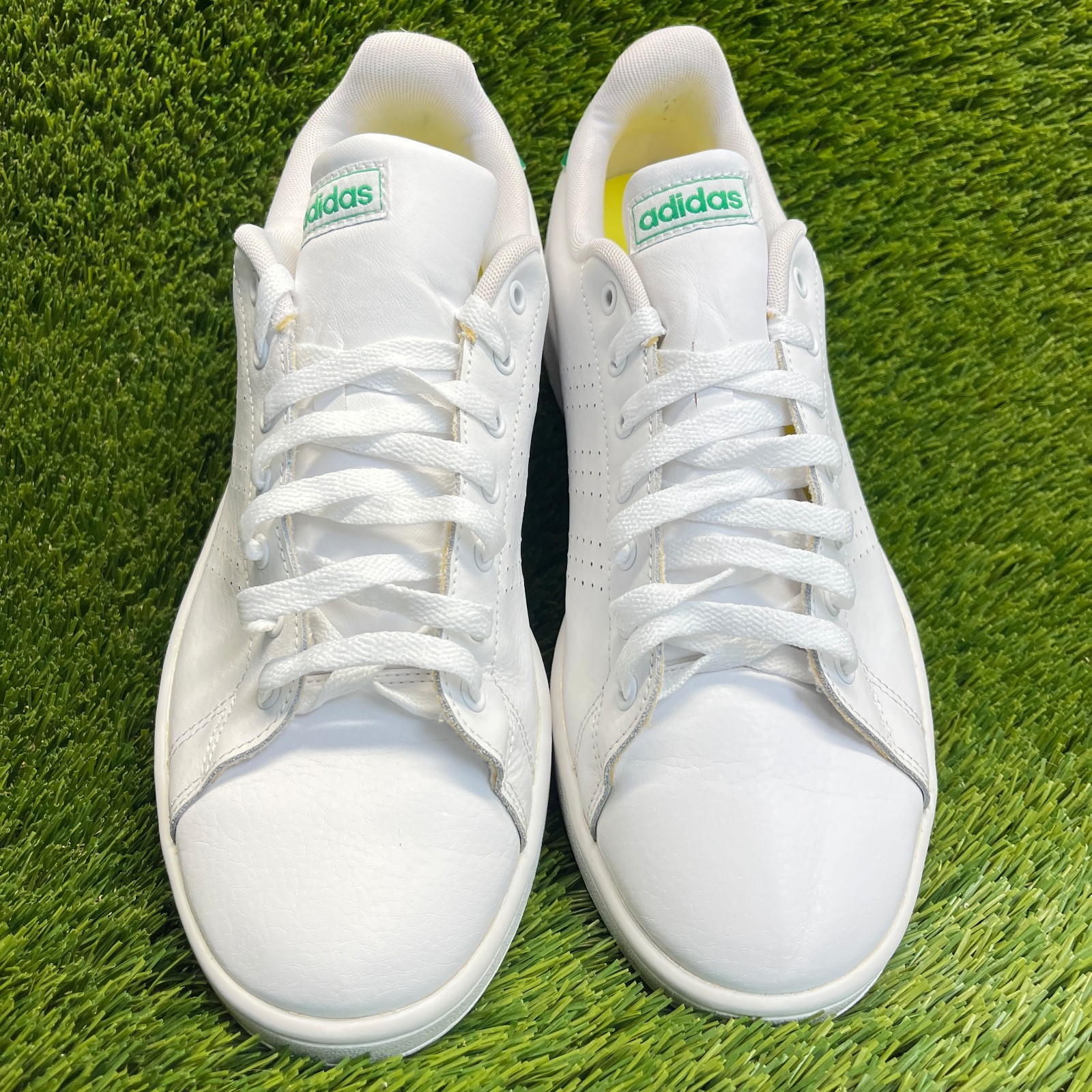 Adidas Advantage Mens Size 11.5 White Green Athletic Leather Shoes Sneakers