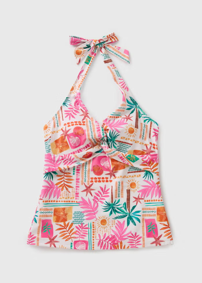 BNWT Matalan UK 26 White Pink Beach Padded Swim Tankini