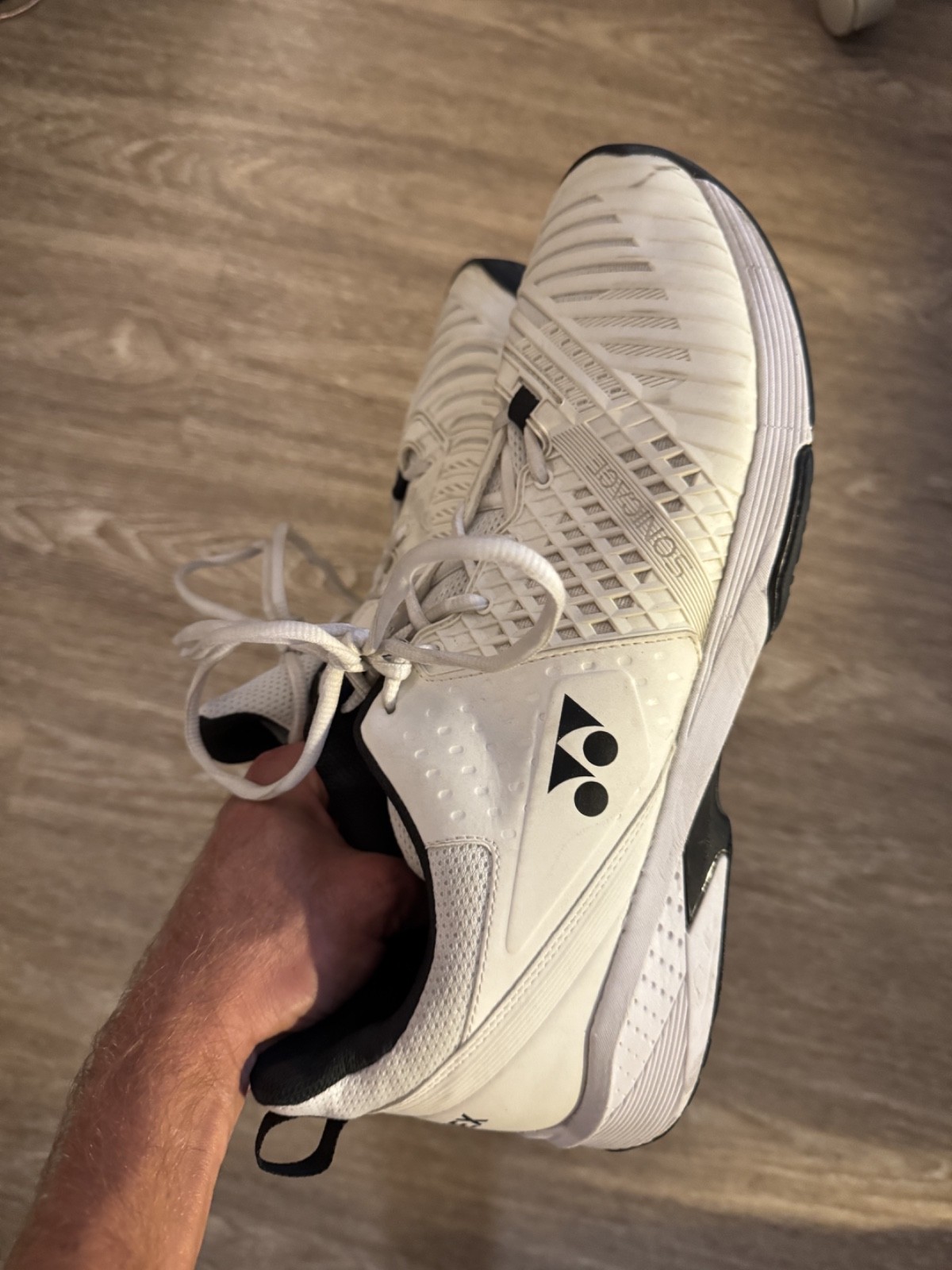Size 13 Wide 4E – Power Cushion Sonicage 3 Men’s Court Shoes White/Black Size 13
