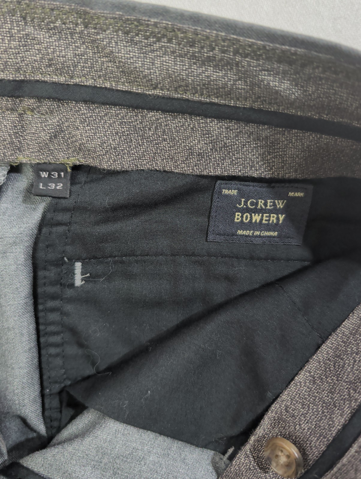 J Crew Bowery Classic Flat Front Mens 31×32 Gray Trousers Chino NEW
