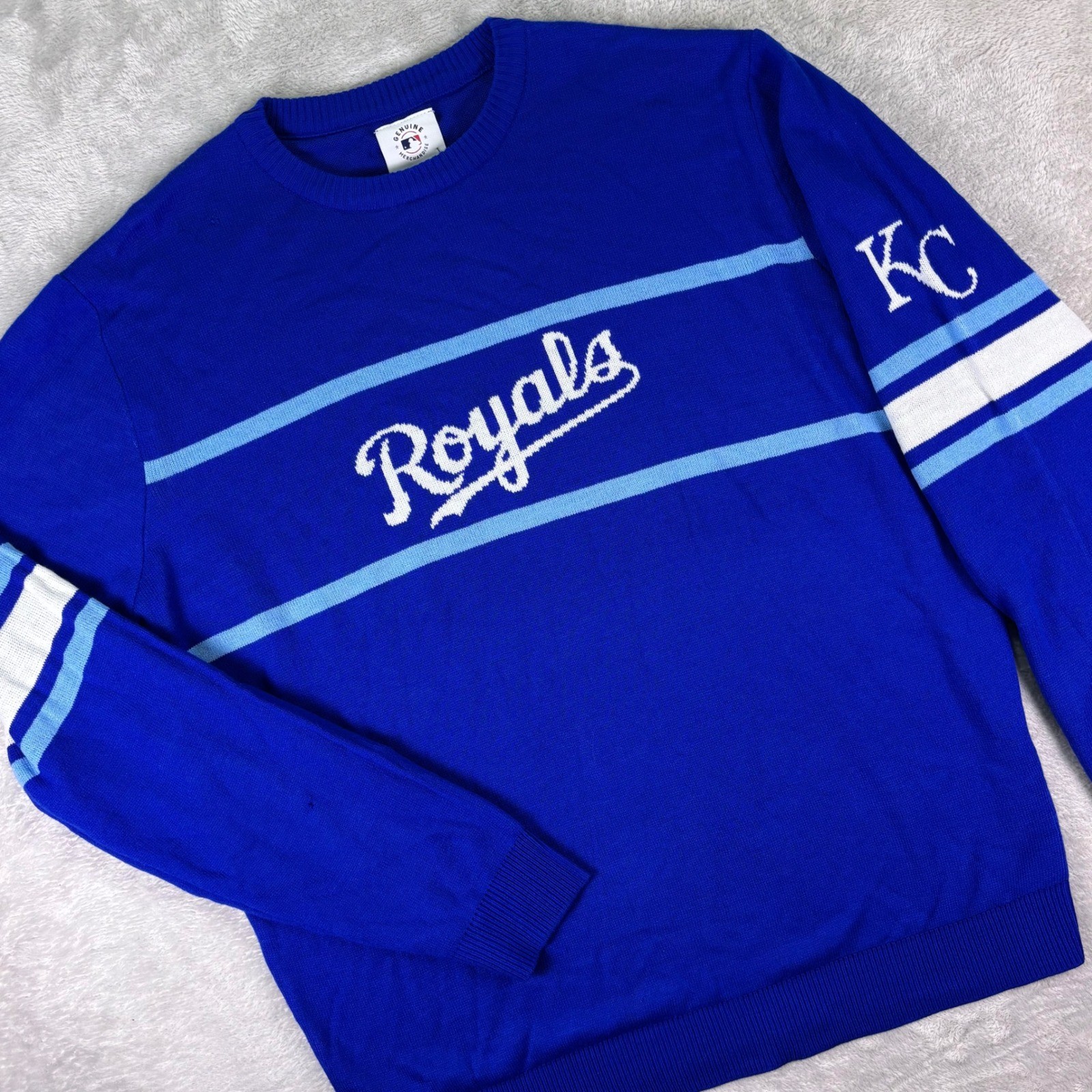 Genuine Merchandise Men’s Kansas City Royals Blue Knit Sweater Pullover XL MLB