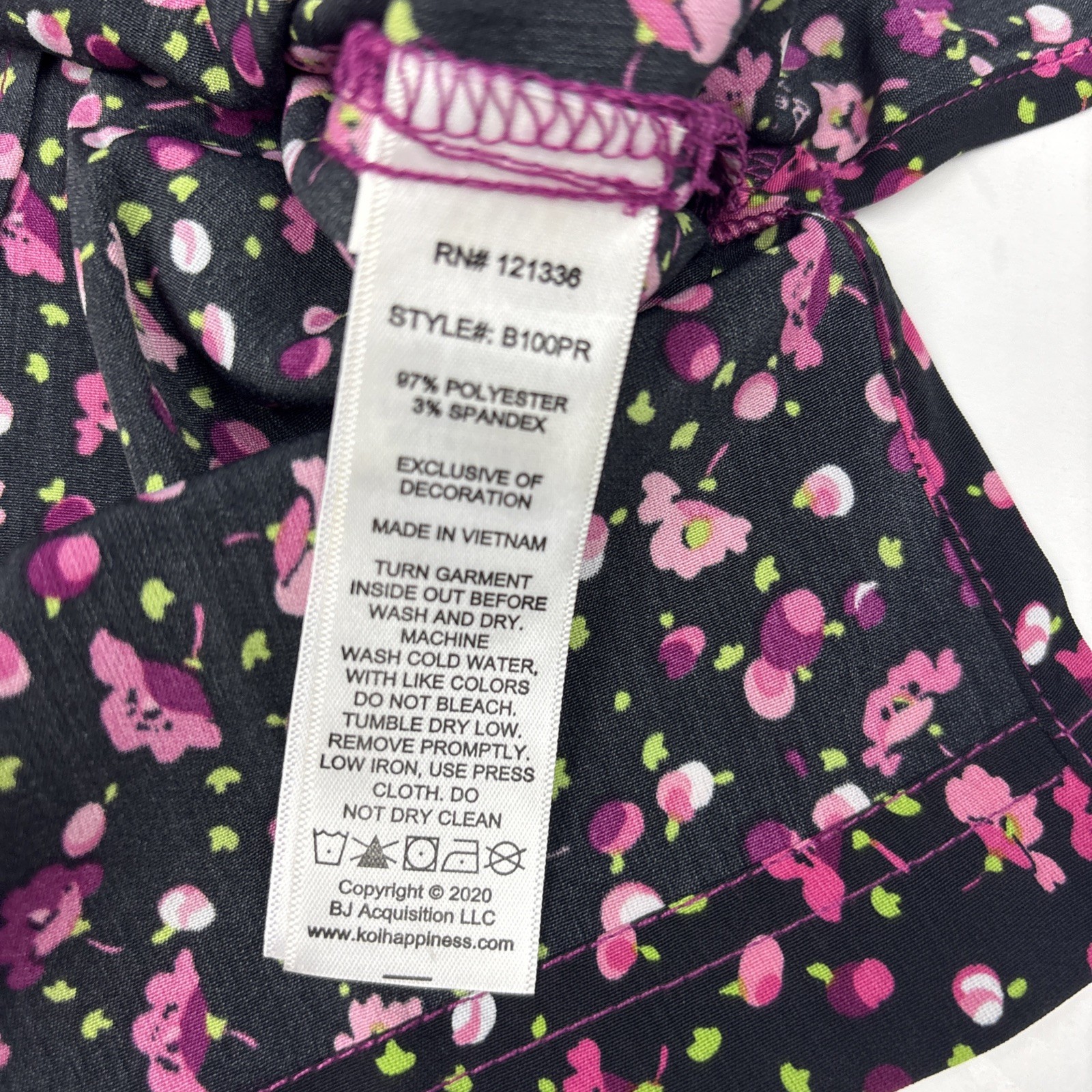 Betsy Johnson Koi Women XS Scrub Top Rose Ditsy Floral Raspberry New Tags Poly