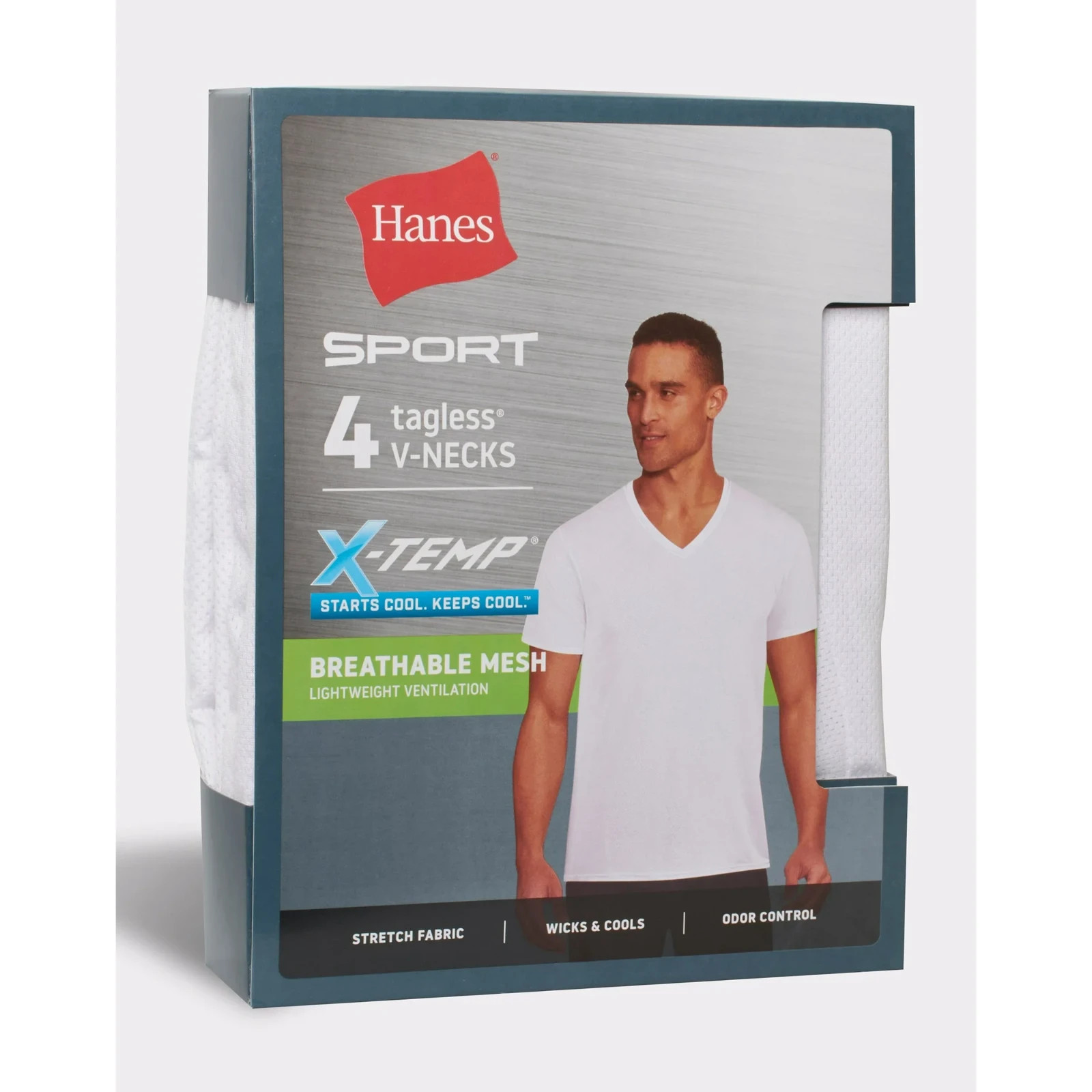 Hanes® Ultimate® Men’s 4-Pack X-Temp BREATHABLE Mesh V-neck Tee “TAGLESS® “