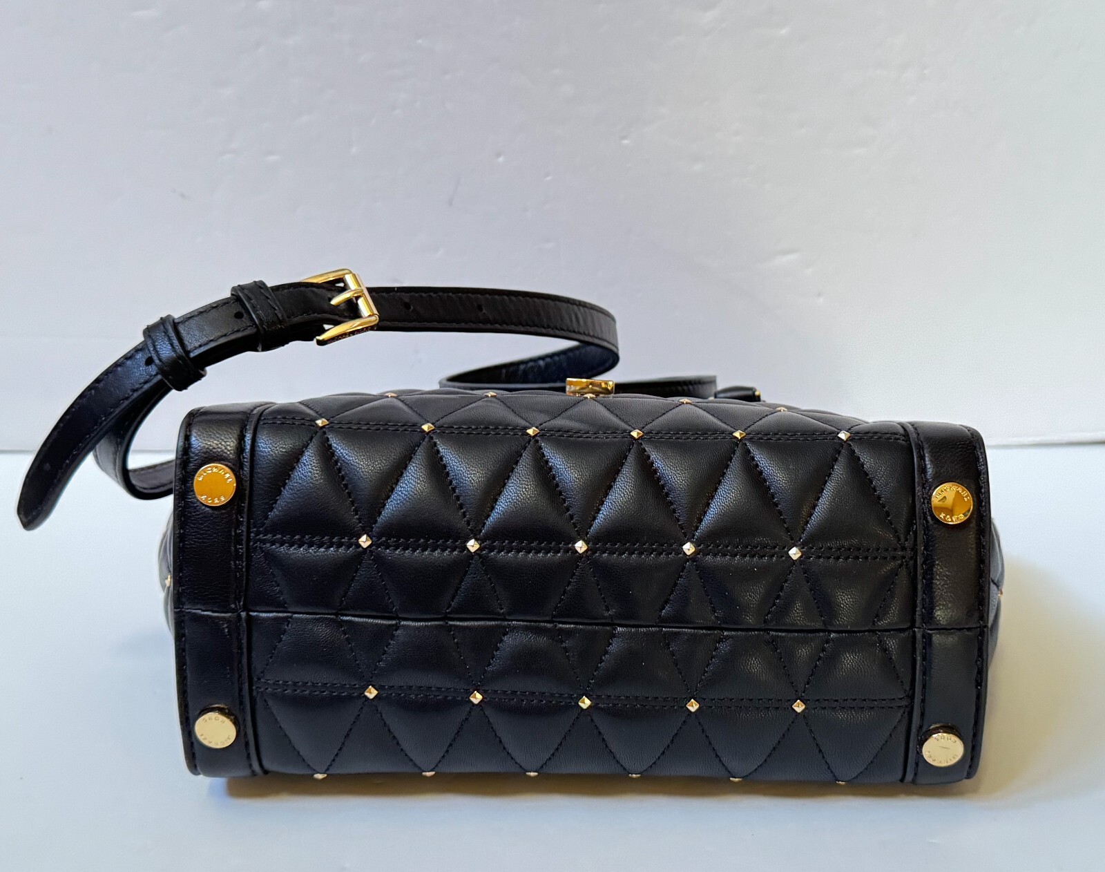 MICHAEL KORS VIVIANNE SMALL SATCHEL CROSSBODY BAG BLACK/GOLD STUDS
