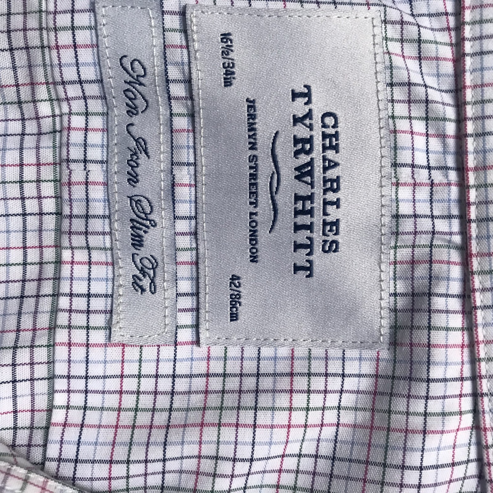 Charles Tyrwhitt Button Down Shirt Blue Plaid 16 1/2 / 34 Inch Dress Shirt