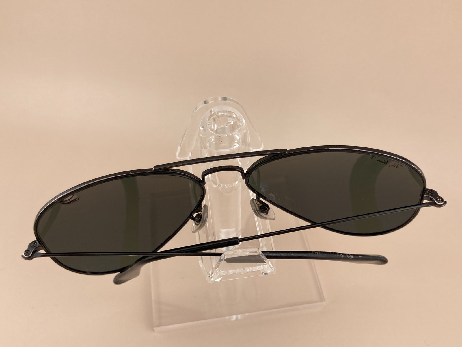Ray Ban Sunglasses Black Aviators 59-15-125mm Gray Vintage Lenses SEE*