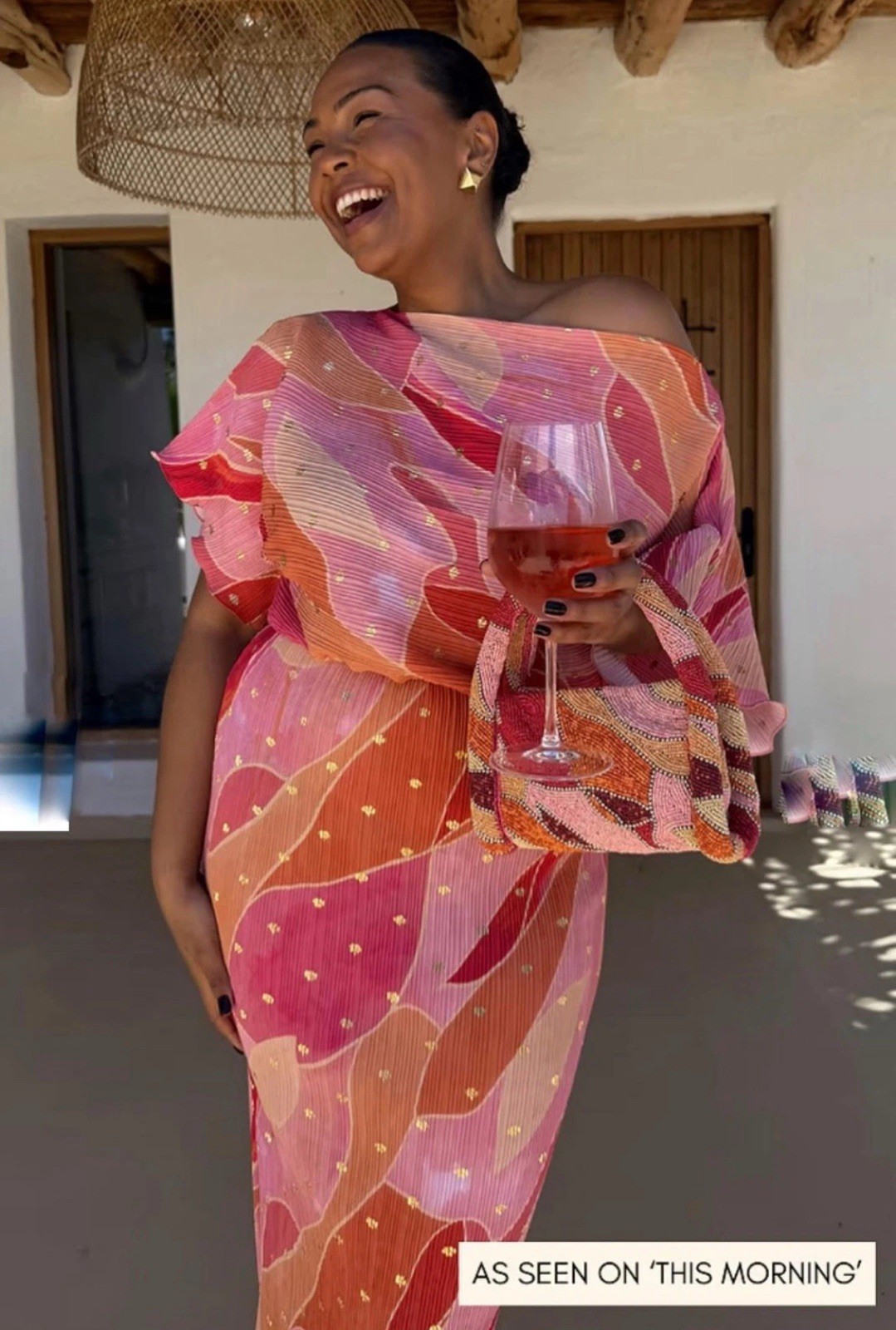 EX Never Fully Dressed Tilly Plisse Abstract Print Pink Dress XS – XL RRP £129