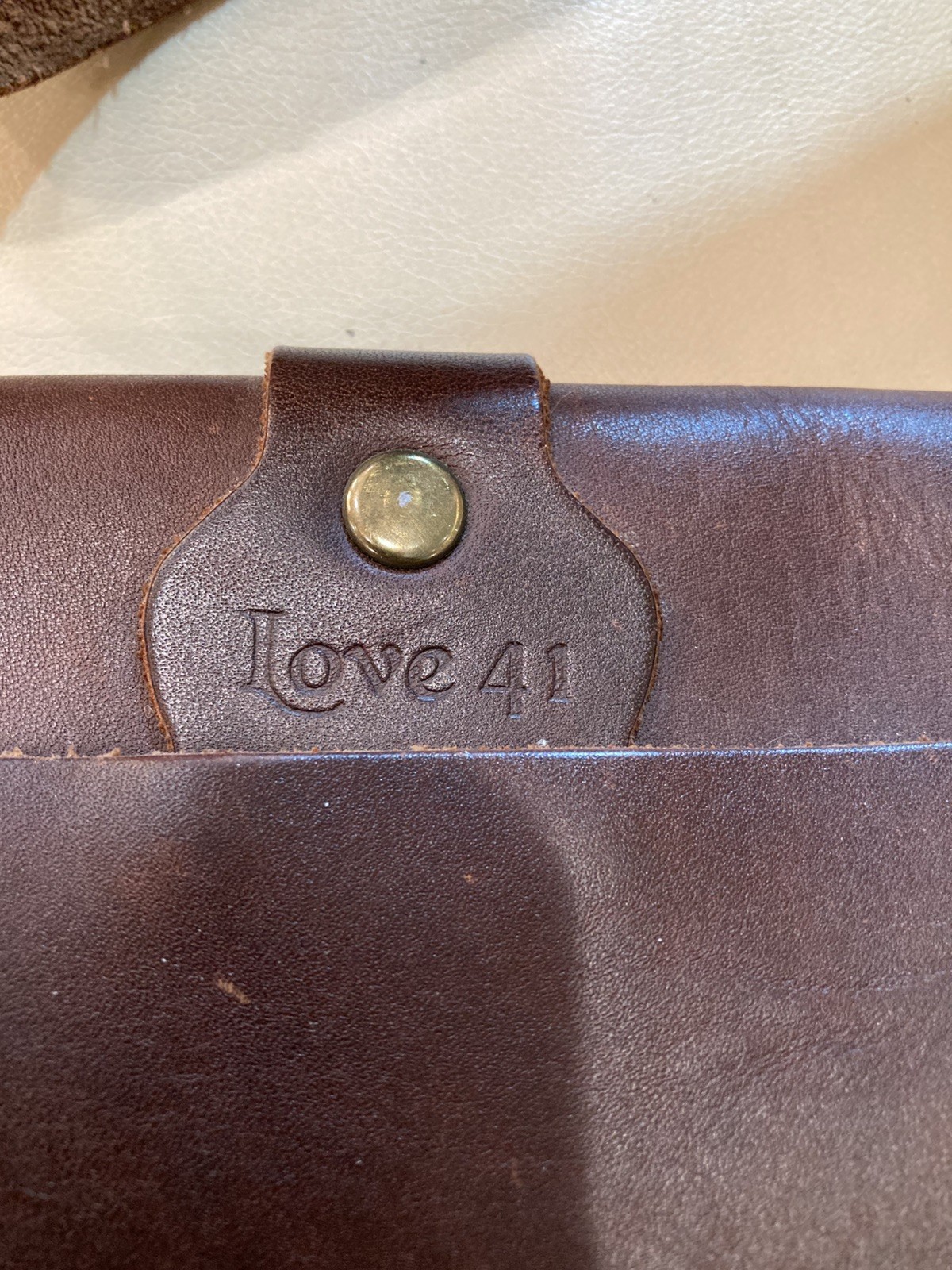 Full Grain SADDLEBACK LEATHER Co. Brown Crossbody Bag Fold Over, Brass Accent
