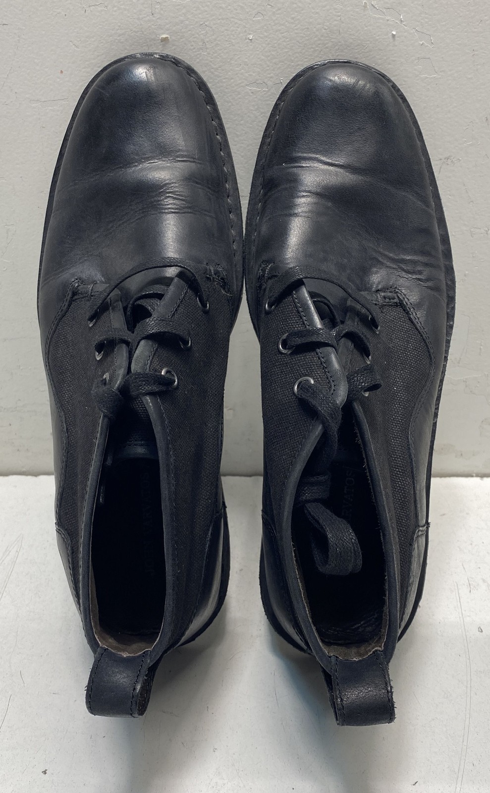 John Varvatos Black Leather Canvas Chukka Boots Men’s Size 8.5 F1785R1B