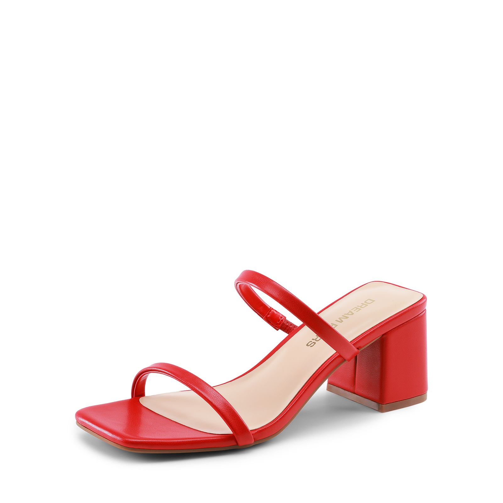 Women Heeled Sandal Square Open Toe Low Block Chunky Heels Slides Sandals