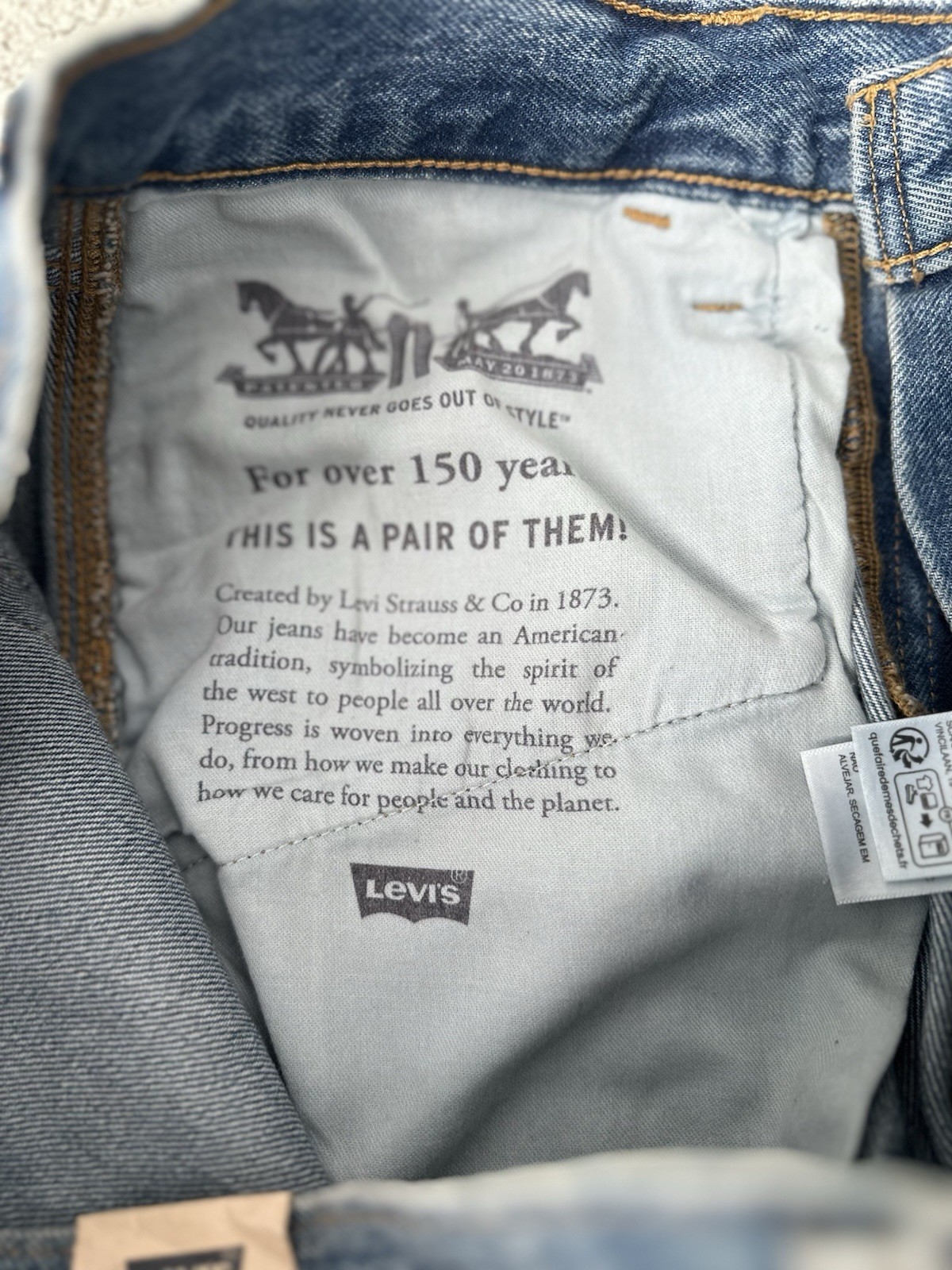Levis 568 Double Knee Carpenter Blue Loose Denim Tag Sz. 32Wx30L Measure 33WX29L