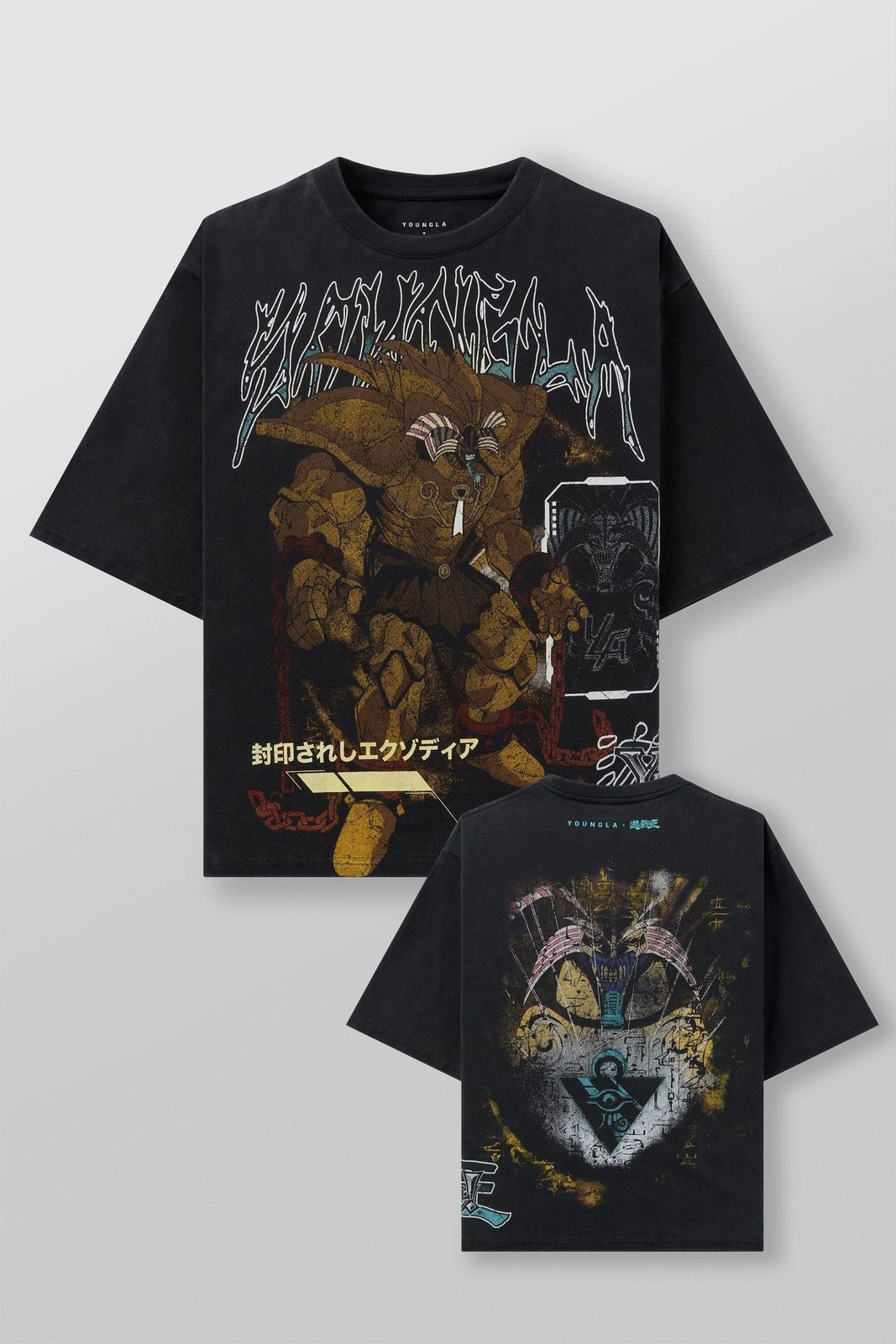 New YOUNGLA Collaboration Yu-Gi-Oh Men Oversize T-shirt Short Sleeve Sports Gym