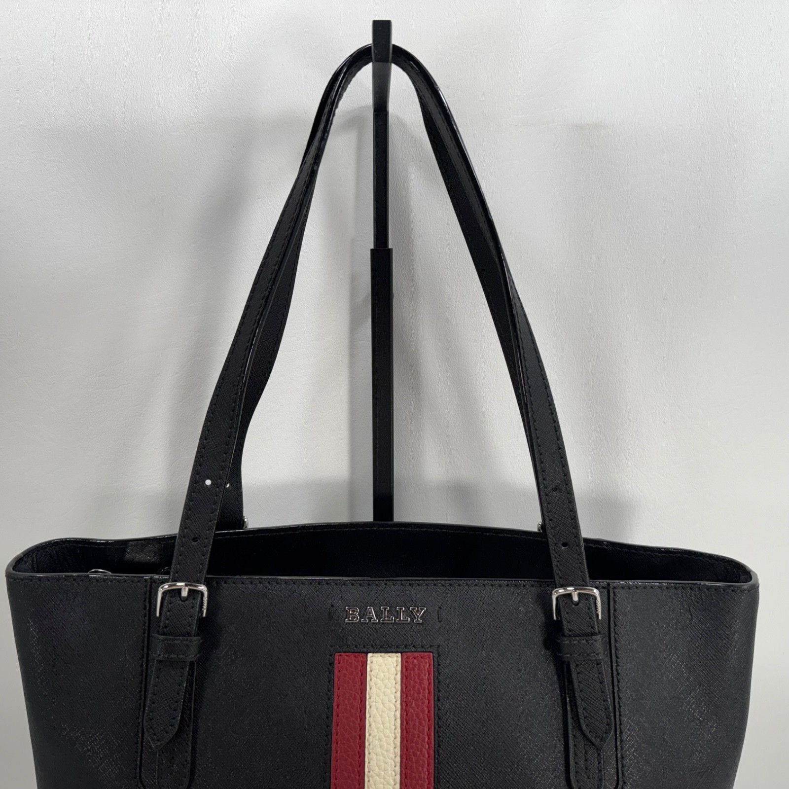 Bally Supra Black Embossed Leather Small Tote Purse – Damaged – See Details