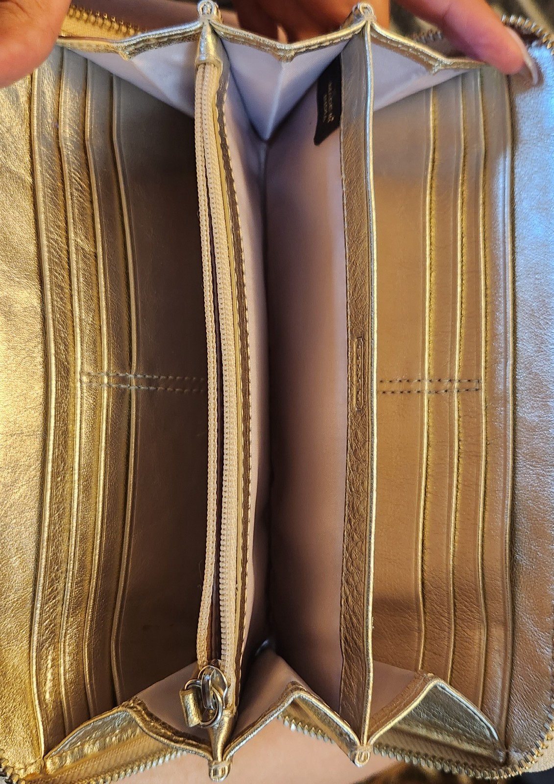 Vintage Coach Soho Pleated Leather Buckle Slim Wallet F45622 Cream Gold Y2K