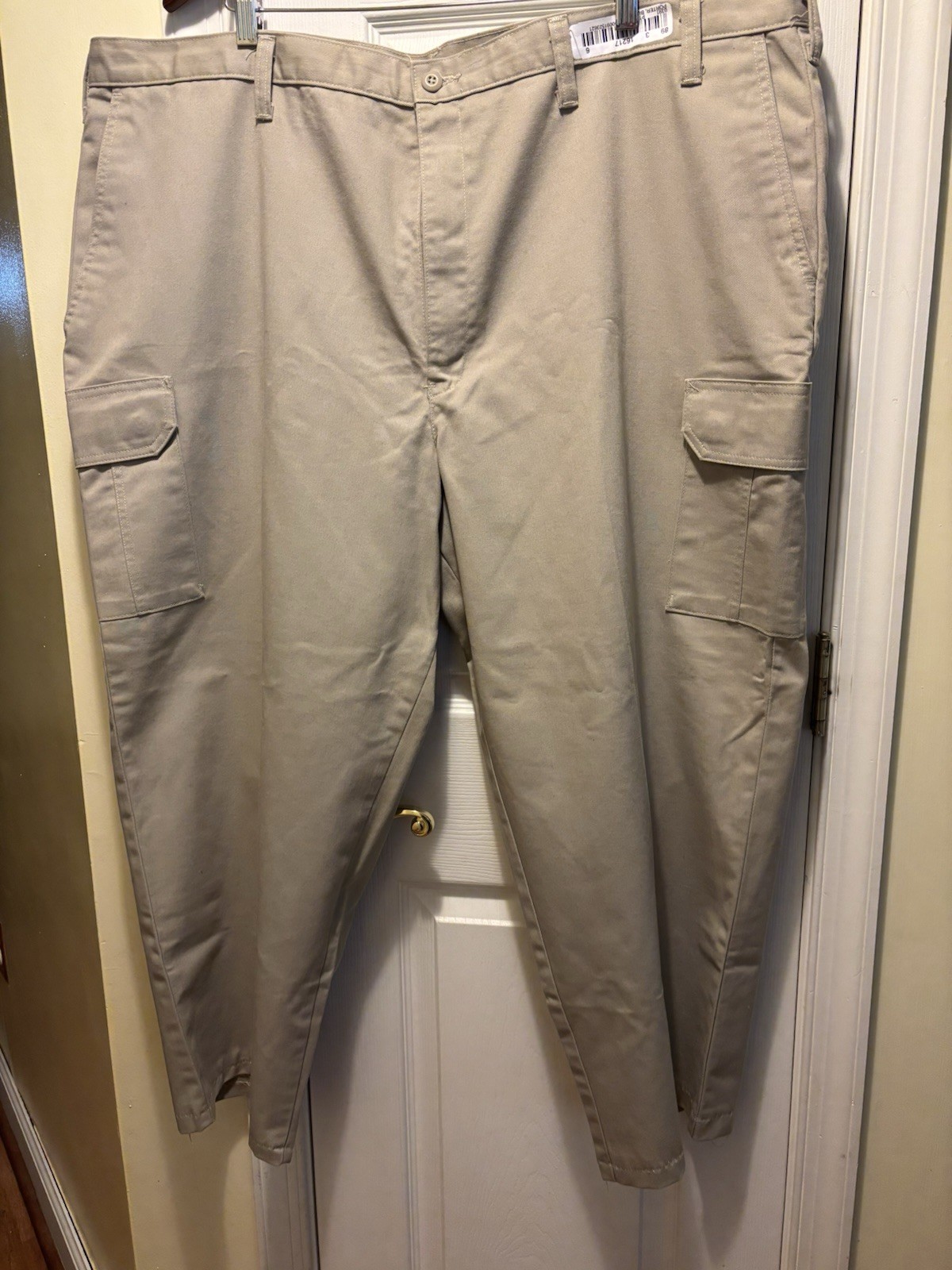 Cintas Comfort Flex Beige Cargo Work Pant Size 48 #270-62 Relaxed Fit Polyester