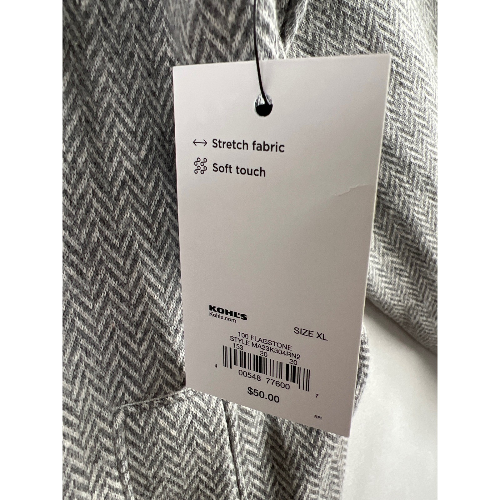 Apt 9 Premier Flex Jacket Mens XL Grey NEW Herringbone Full Zip Mock Neck Mockup