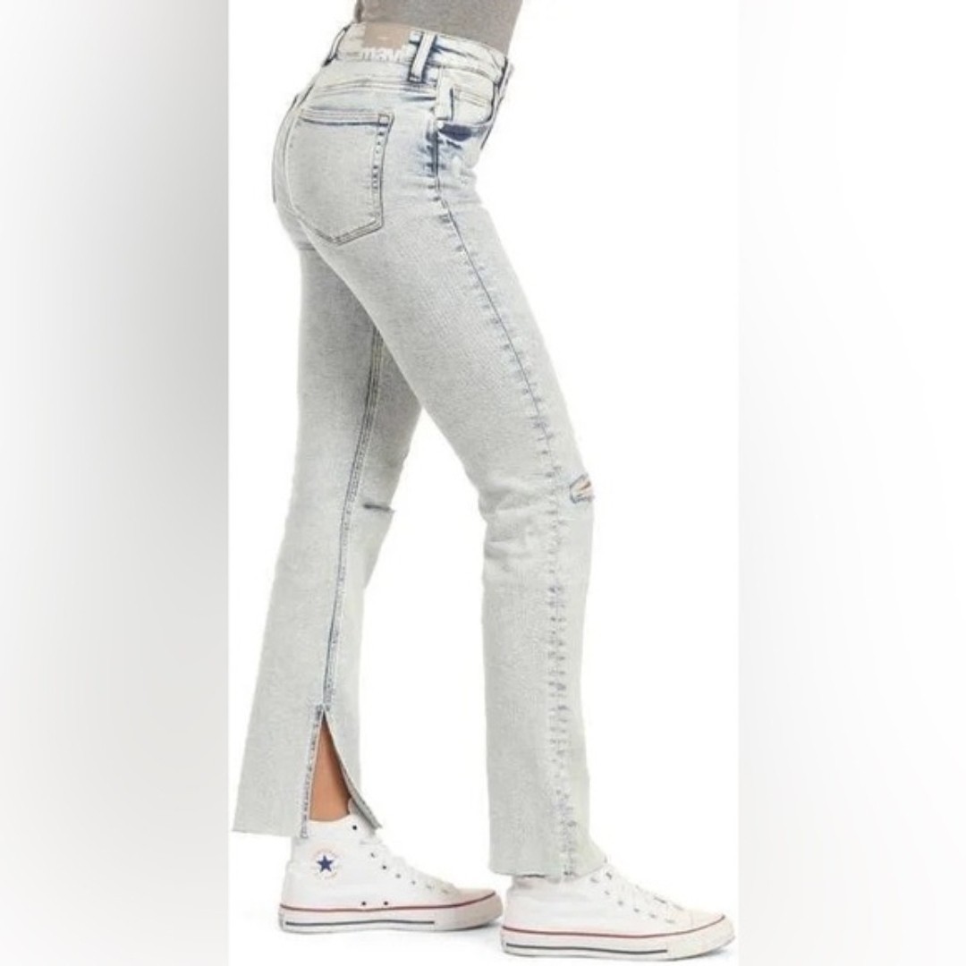 Mavi Jeans Women 31×32 Light Wash Maria Slit High Rise Flare Raw Hem Stretch
