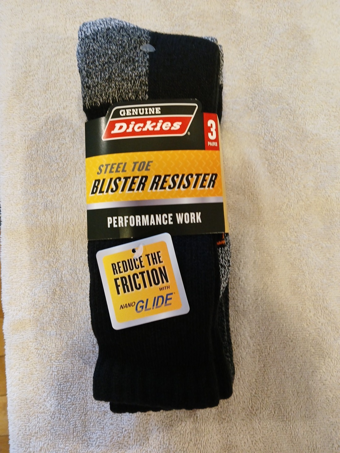 New 3 Pair Dickies Steel Toe Crew Performance Work Socks Nano Glide BLACK Sz6-12