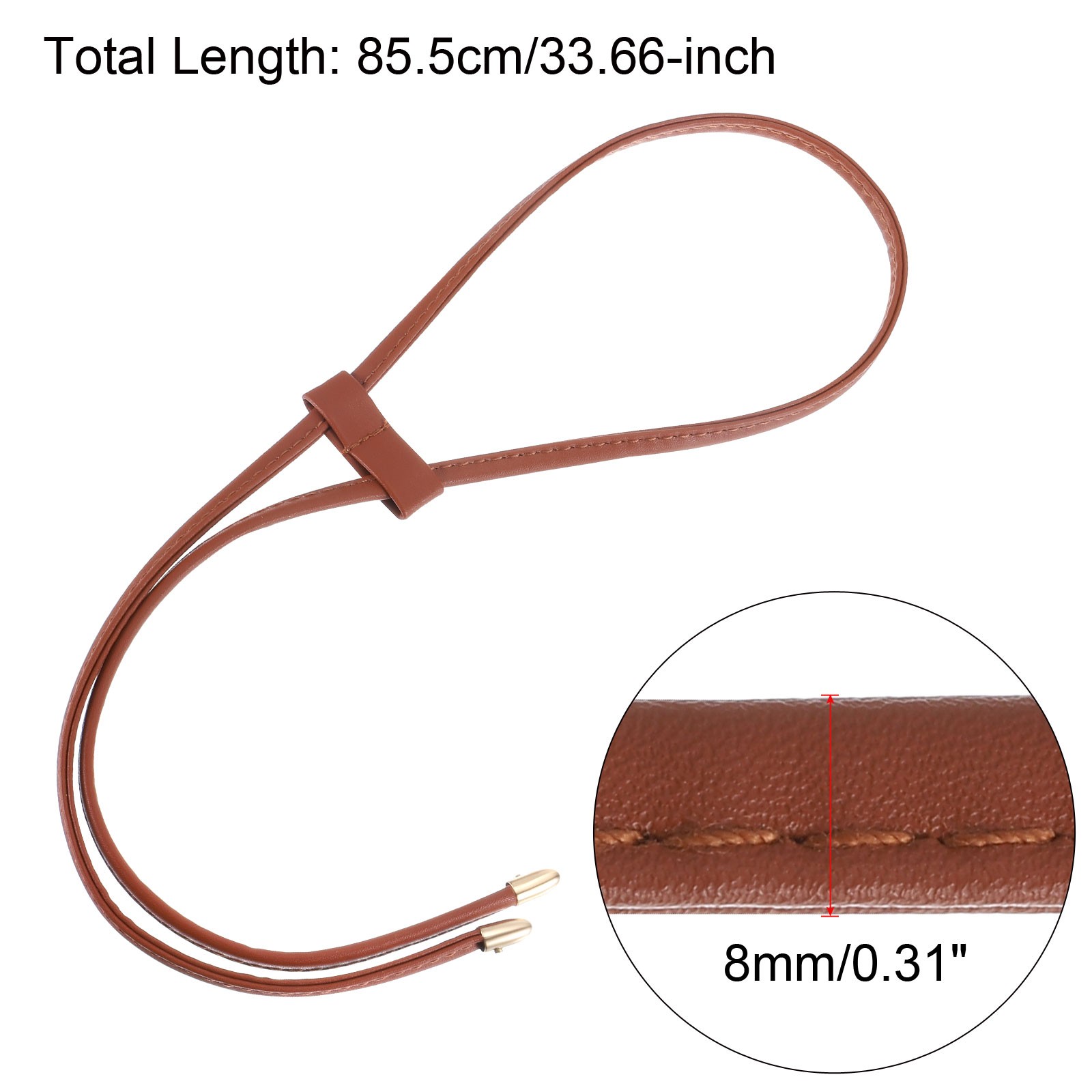 2Pcs 33.7″ Leather Drawstring Pull String Purse Strap for Bucket Bag Brown/Black