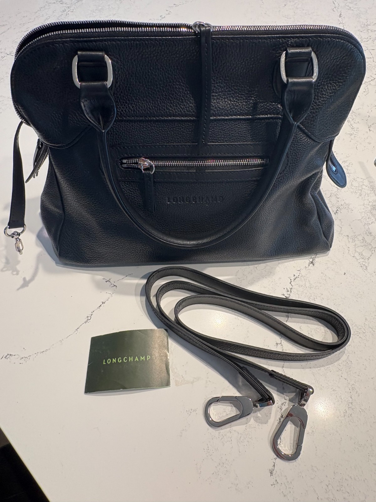 Longchamp Black Leather Handbag NWOT