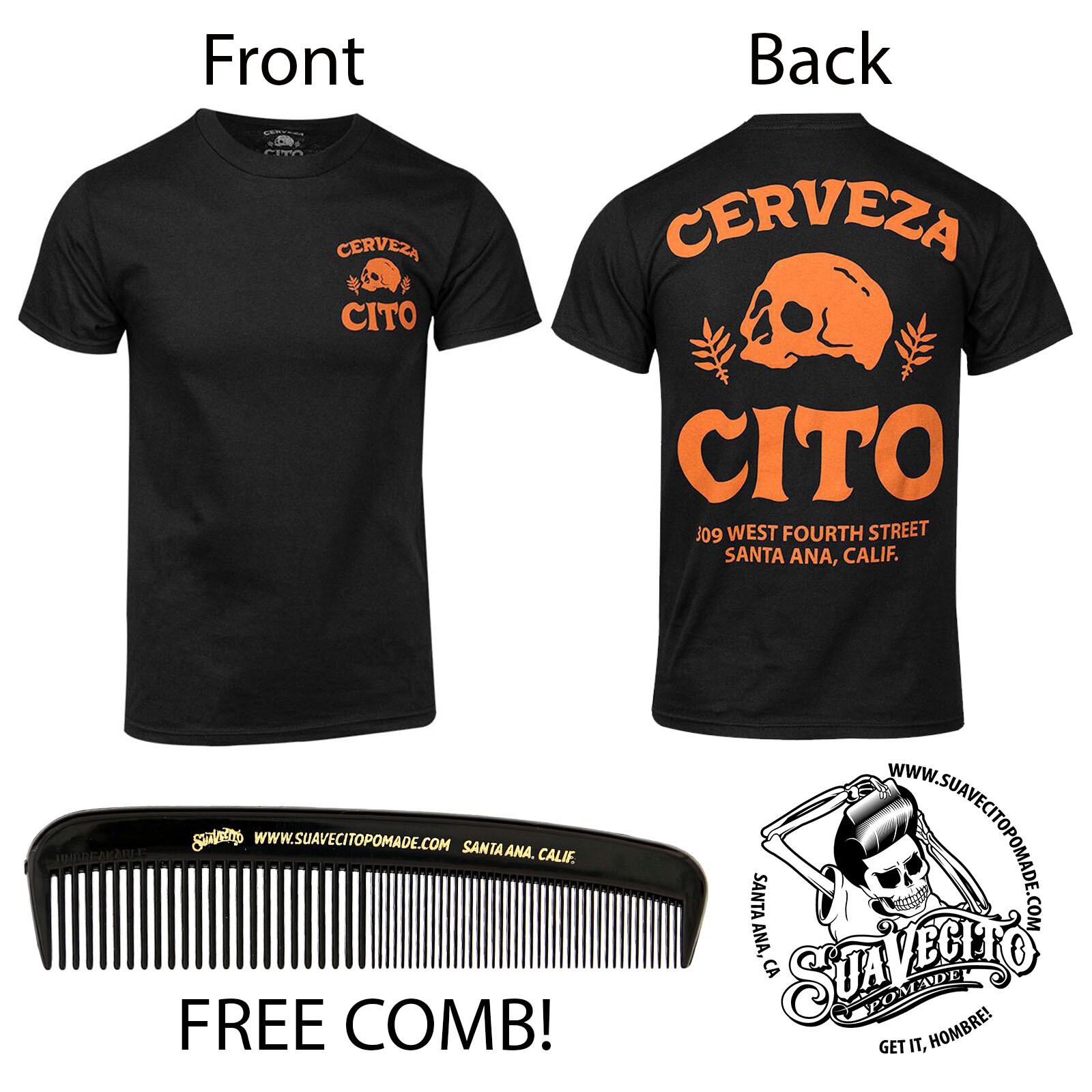 Men’s Cerveza Cito Brewery Tee Shirt – Black & Rust (S, M, L, XL, 2XL, 3XL)
