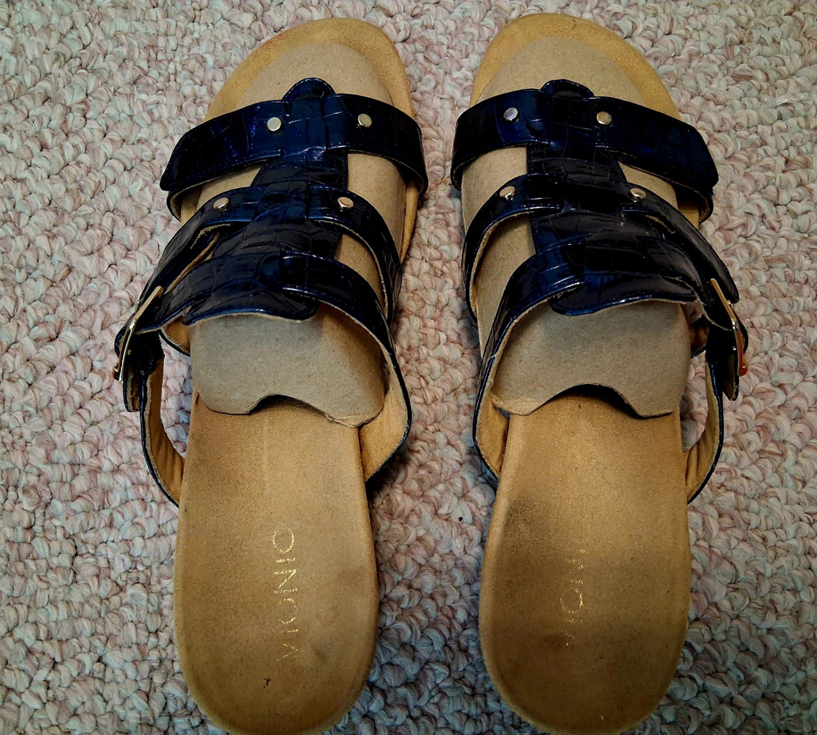 Vionic Women’s Navy Blue Patent Leather Adjustable Straps – Size 12M