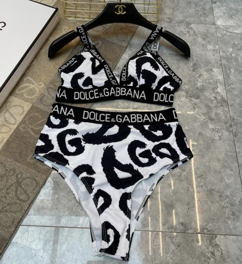 Dolce & Gabbana Leopard Logo Print Bikini 2-Piece Set Women’s L
