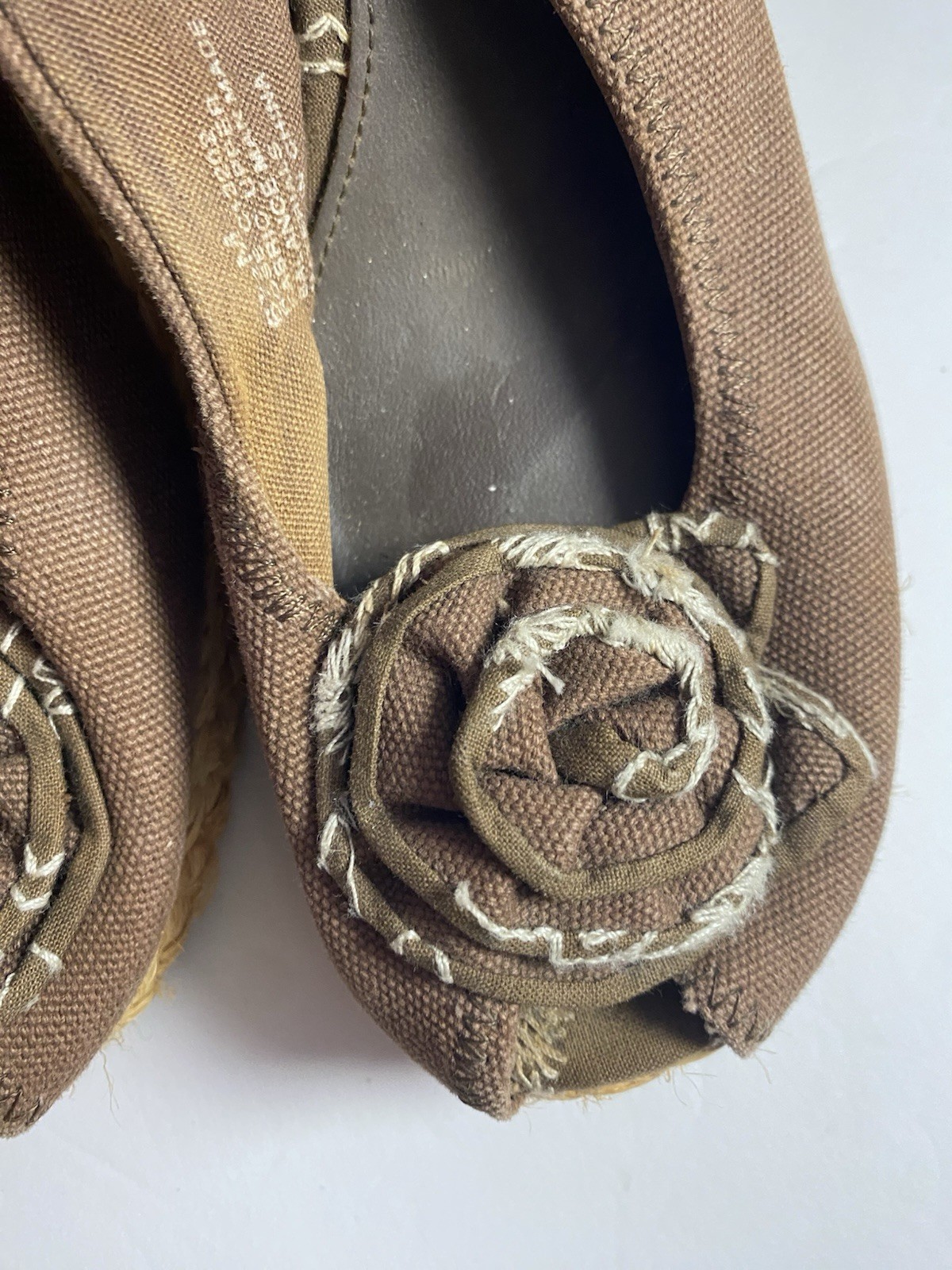 MIA Women’s Brown Canvas Slingback Espadrille Wedge Slip-On Sandals Flower 6.5