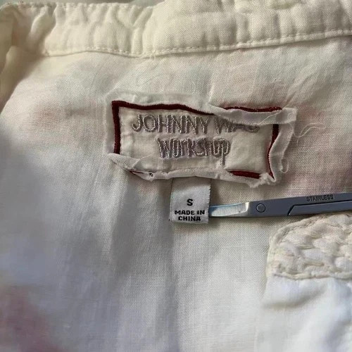 NWOT Johnny Was 100% Ramie Embroidered Floral Button-Down Tunic Shirt Blouse S