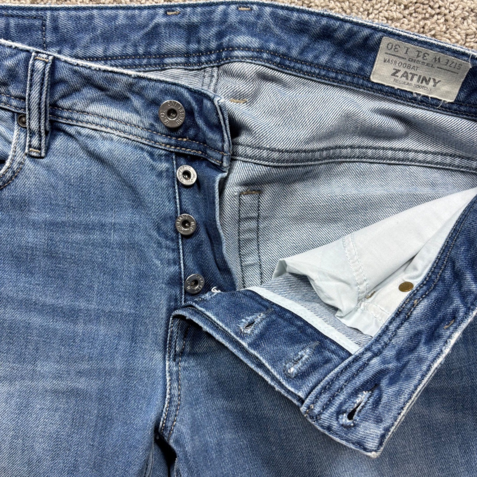 Diesel Zatiny 008AT Mens Regular Bootcut Jeans Blue Denim 31×30 Made in Italy