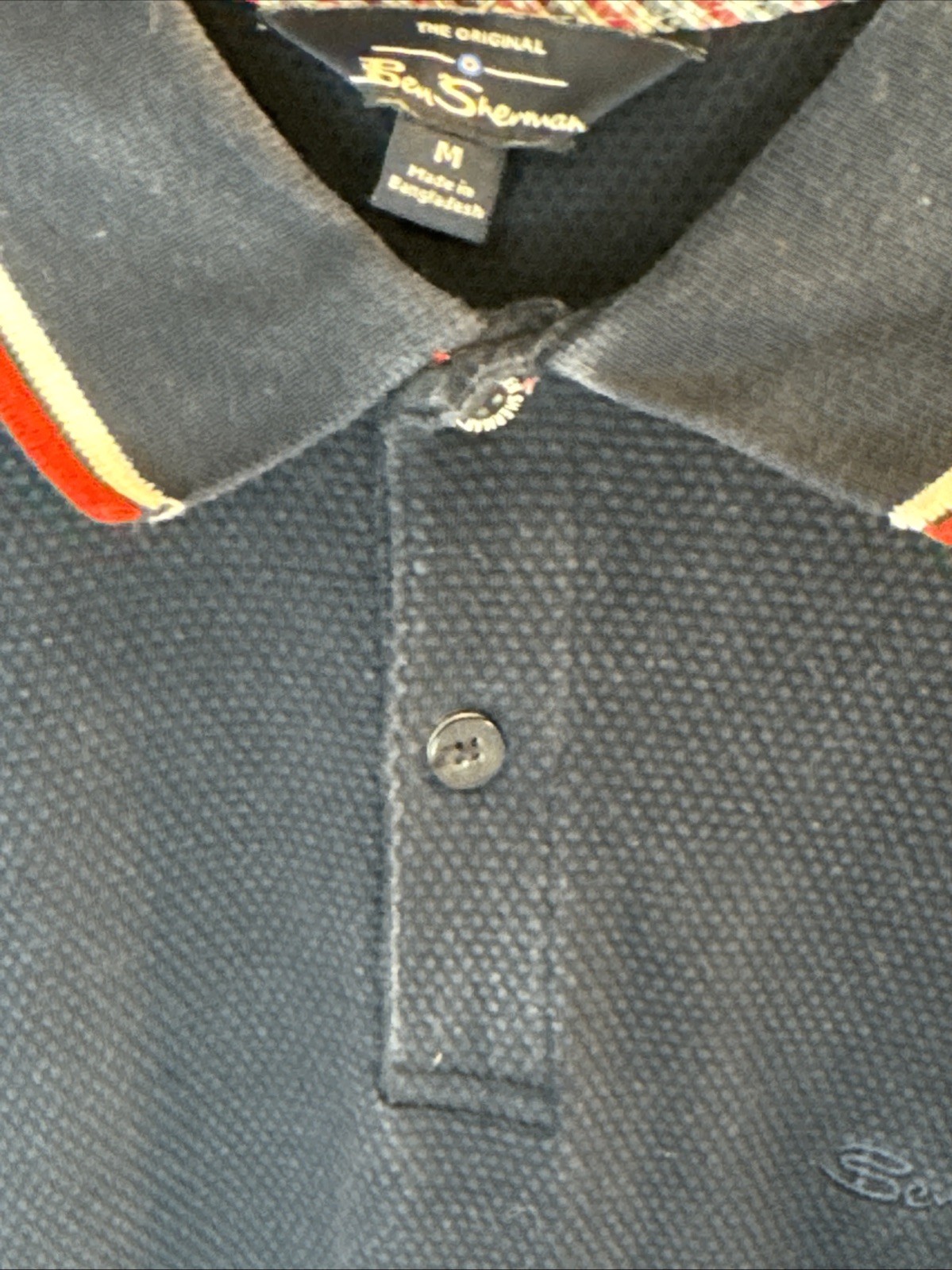 The Original Ben Sherman Polo Shirt Mens M Dark Blue Short Sleeve