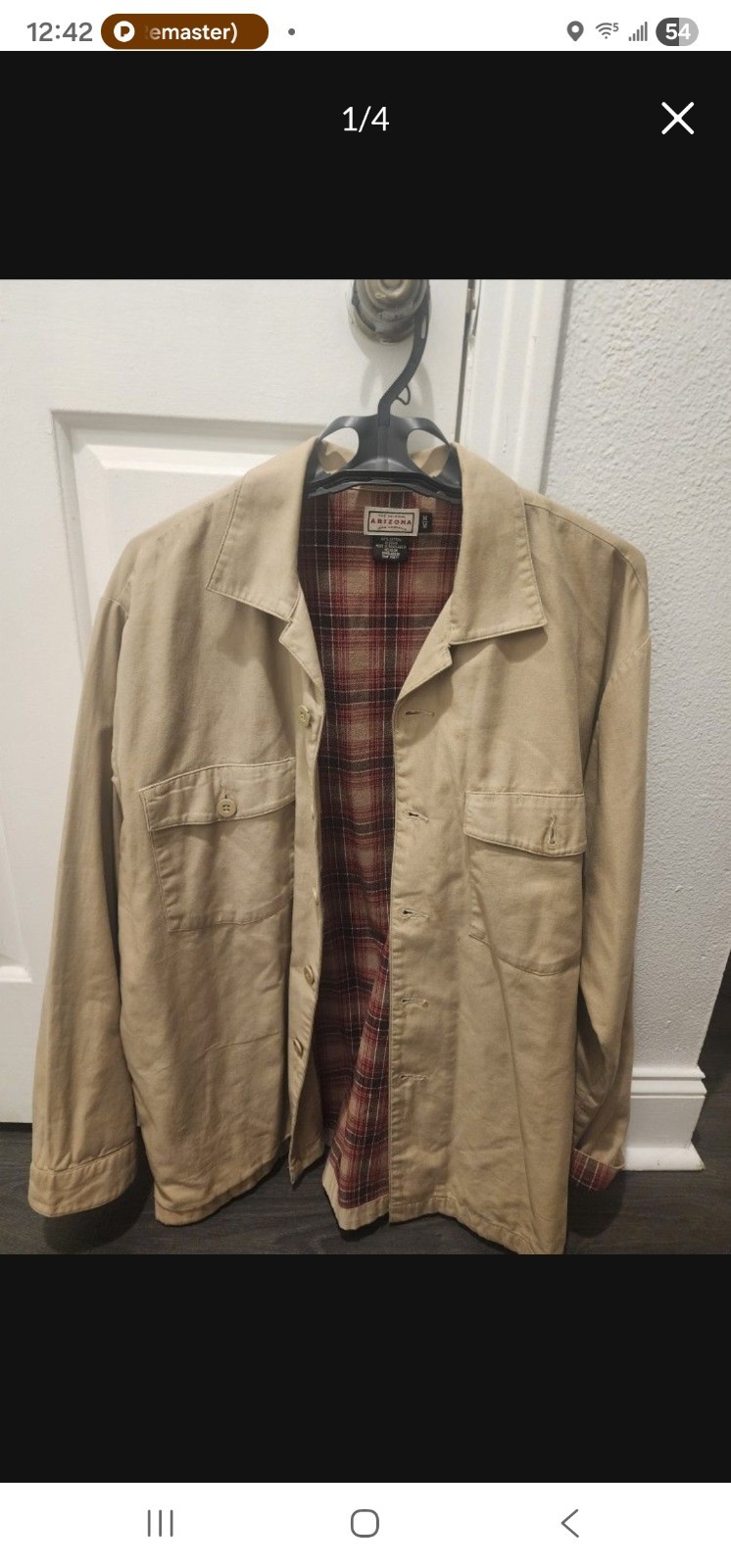 Arizona Jean Company Men’s Beige Cotton Work Jacket Button Lined Pockets M
