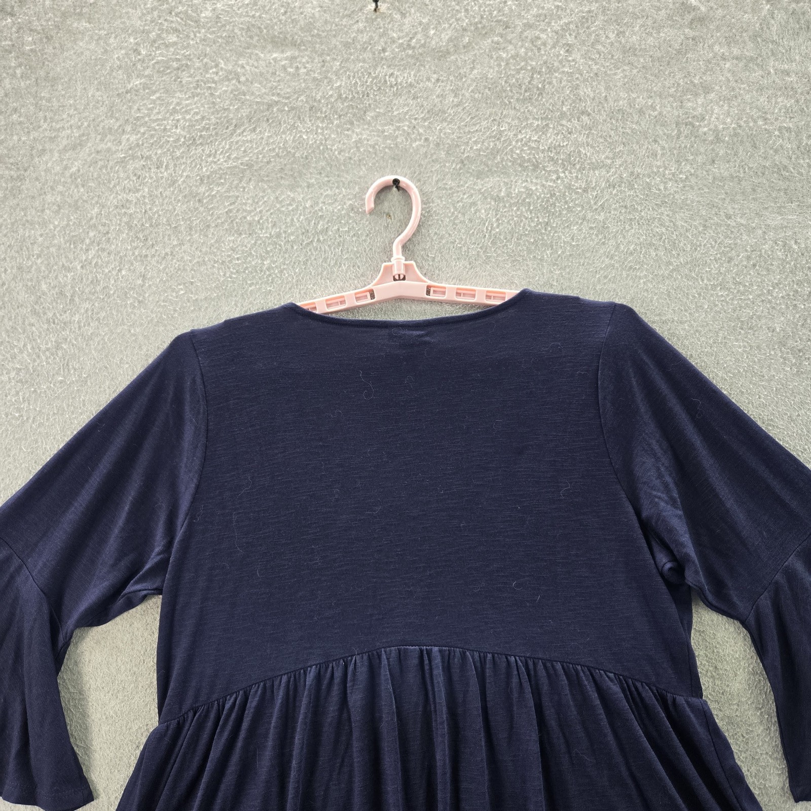 Torrid Women Blouse 1X Navy Blue Peplum Floral Embroidery V-Neck Babydoll