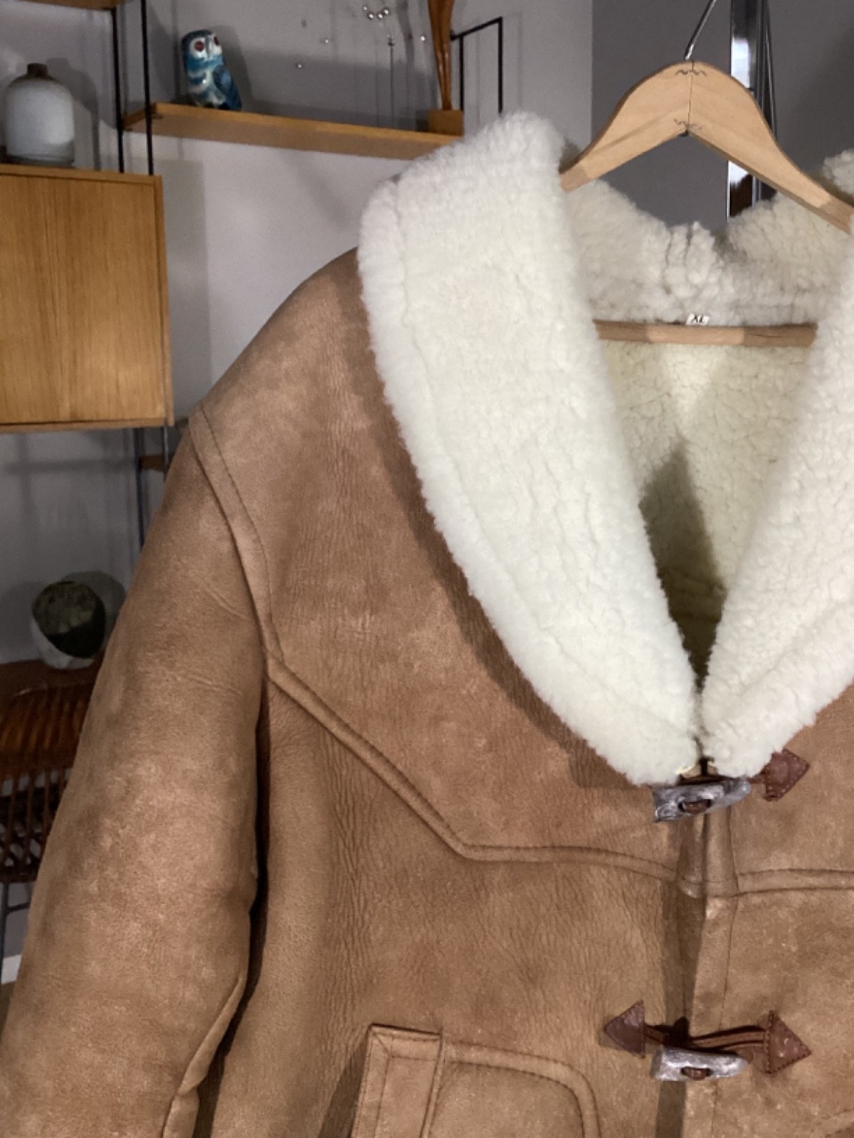 Vintage Men’s Heavy Sheepskin / Leather Western Rancher Plainsman’s COAT sz XL