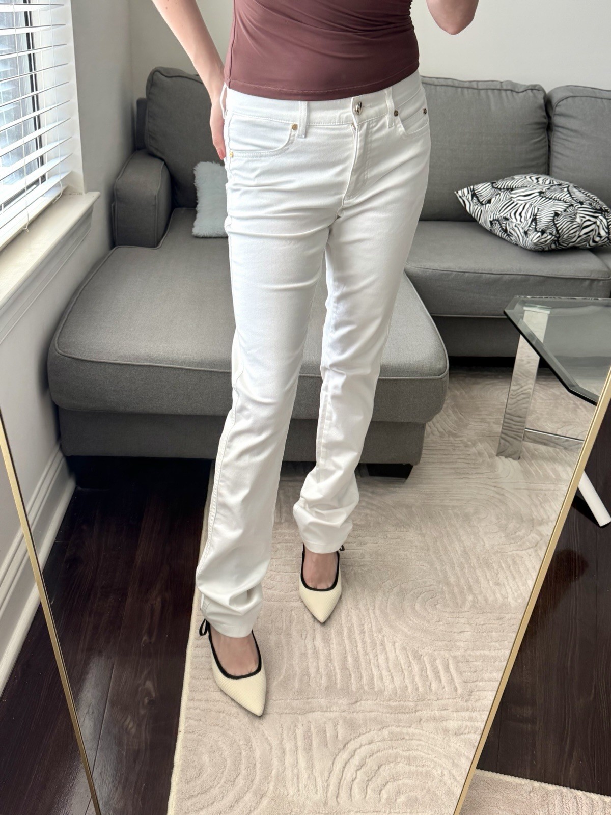 ESCADA White Straight Leg Jeans Stretch Designer Denim