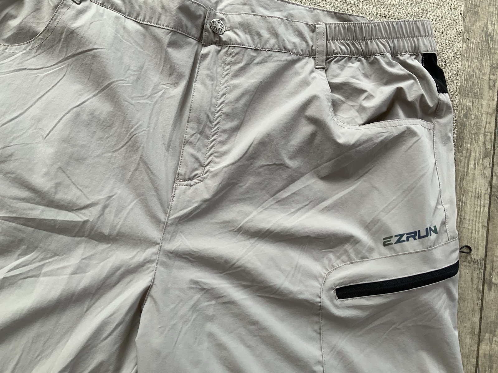 EZRUN Men’s Hiking Cargo Shorts 2XL Gray Black Quick Dry Stretch Nylon Outdoor