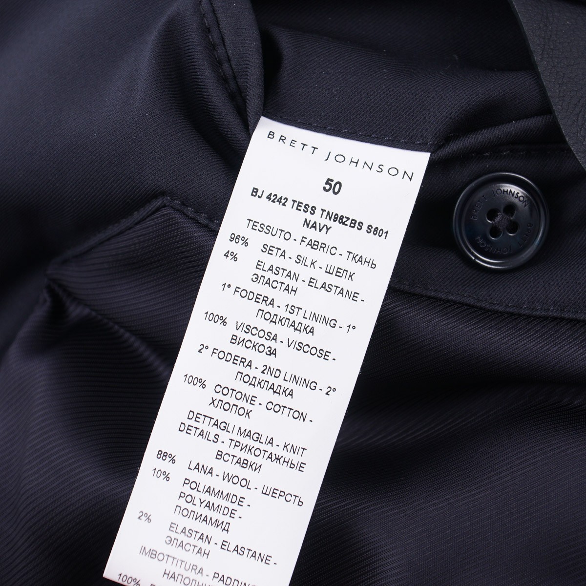 Brett Johnson ‘St. Moritz’ Navy Blue Padded Silk Parka M (Eu 50) NWT Coat