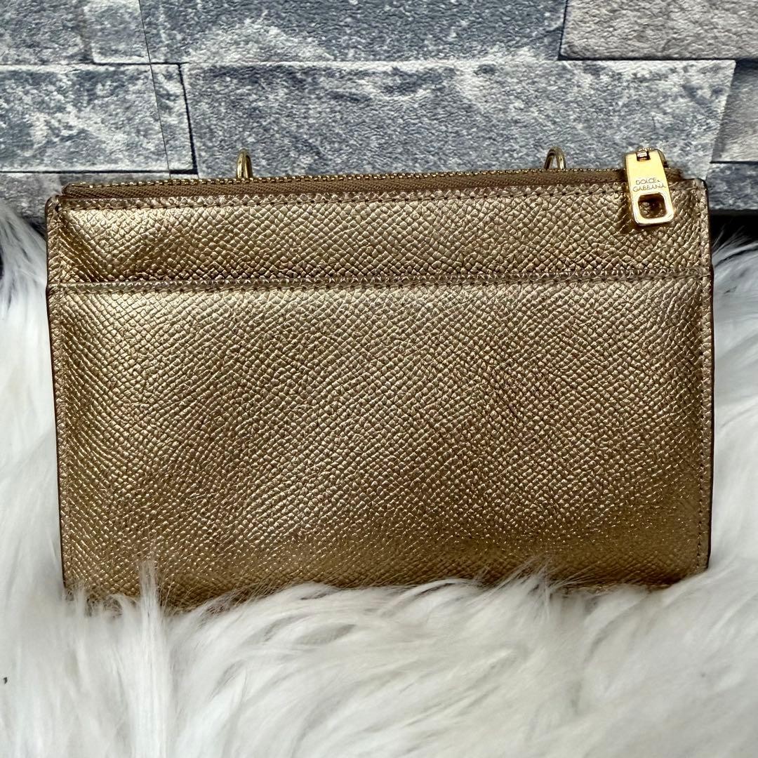 DOLCE & GABBANA DG Logo Card Case Coin Pouch Wallet Gold