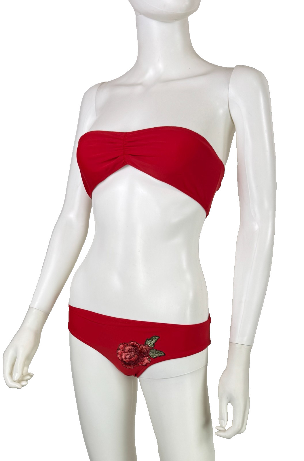 $850 Gucci Auth Red Loved Bikini Top Swimsuit 4 US 40 IT S Swimwear Bandeau Bag