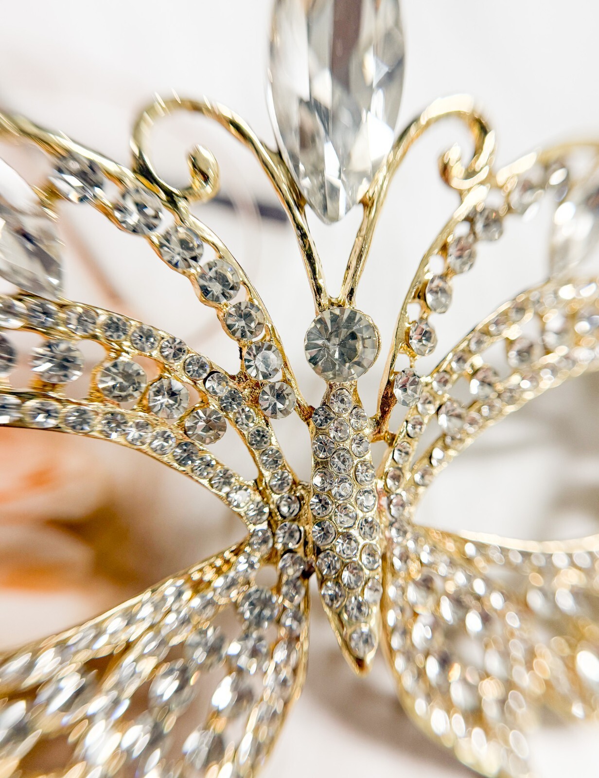 Crystal Mask with Stick, Prom Mask, Masquerade Ball Mask, Met Gala Gold Mask
