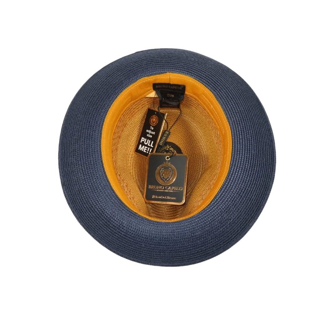 Men’s Bruno Capelo Hollywood 2-Tone Straw Style Fedora Hat HW798 Cognac/Navy