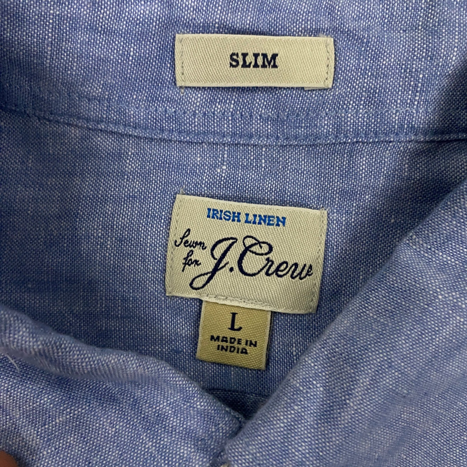 J.CREW Baird McNutt Irish Linen Shirt Mens Large Slim Fit Light Blue Button Up