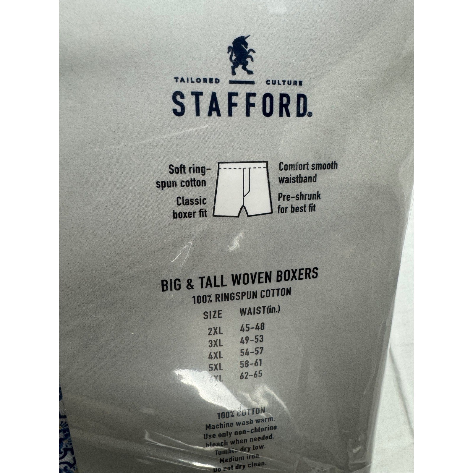 Stafford Mens 4 Pack Big & Tall Woven Boxers 3XL Blue Gray Cotton