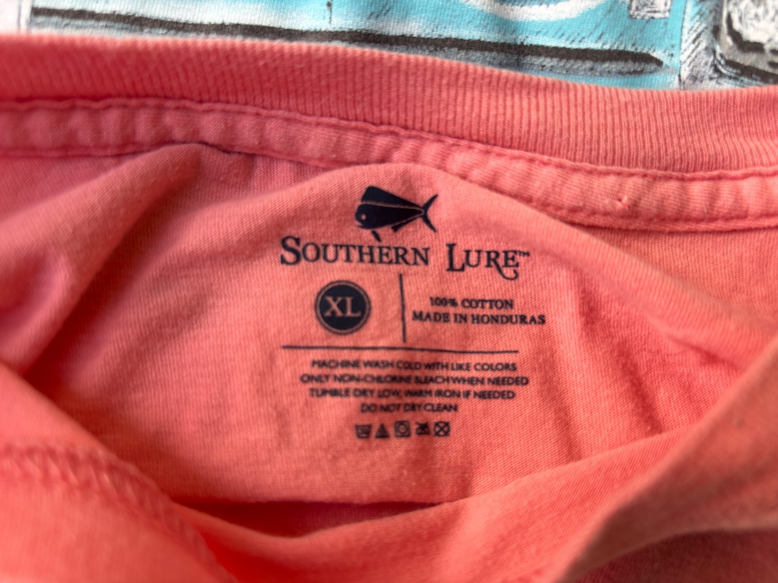 Southern Lure Bronco Surfboard Orange Pocket T Shirt Mens XL