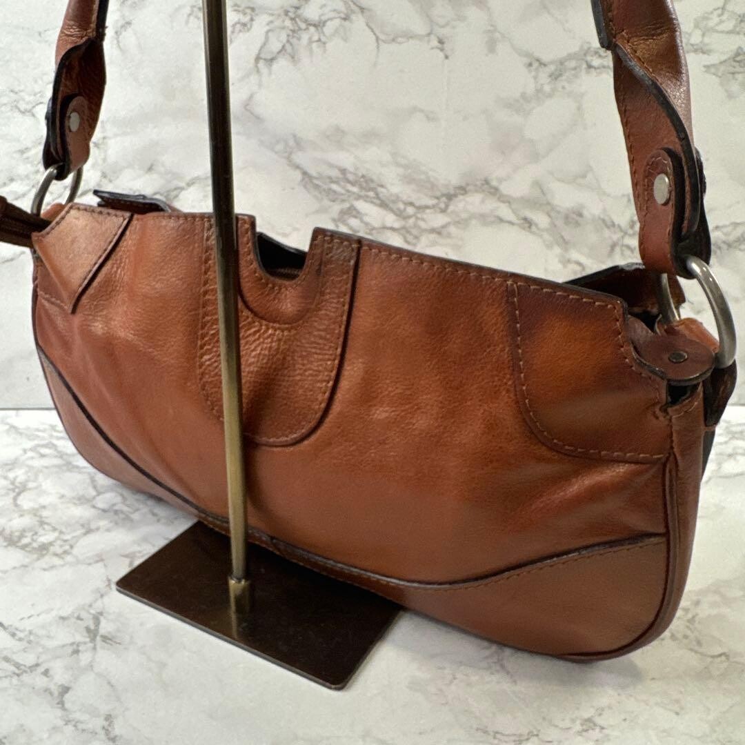 MaxMara Shoulder Bag Leather Brown Authentic From Japan