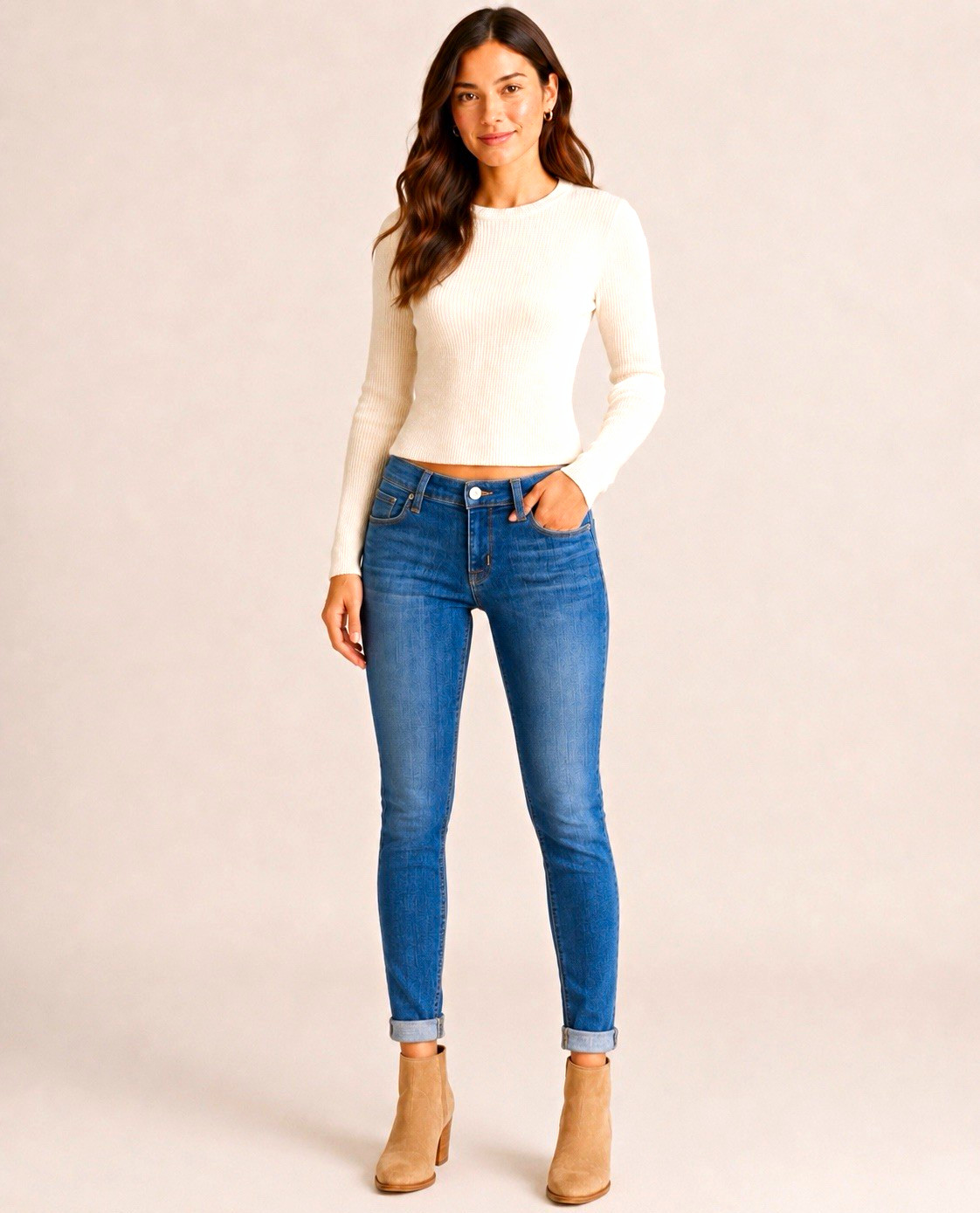 Hudson Harkin Cropped Skinny Jeans Medium Wash Blue Denim Cotton Size 23