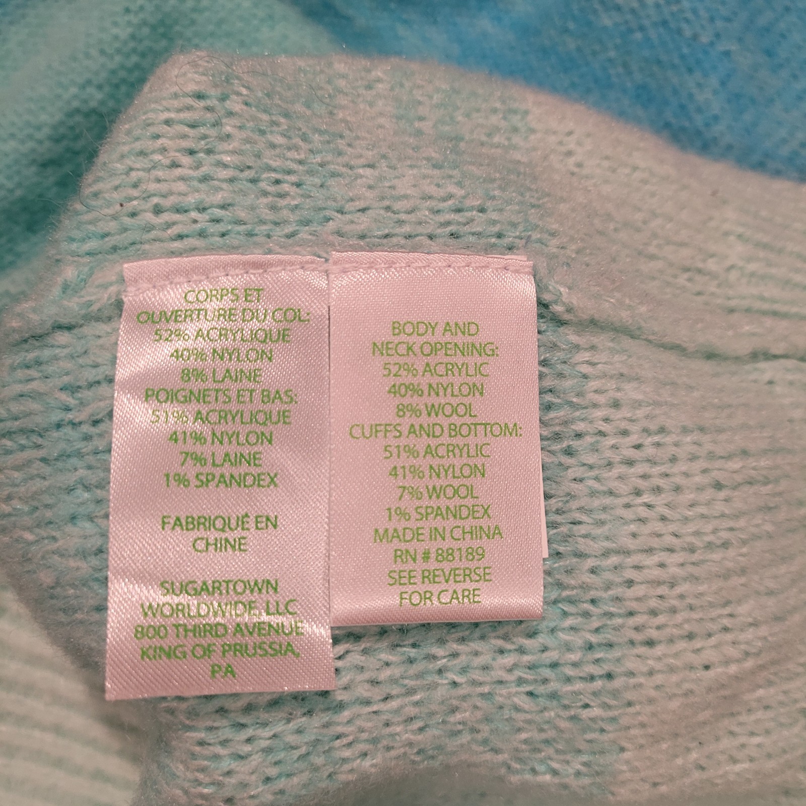 Lilly Pulitzer Drayton Ombre Sweater Plunge Blue/Mint Puff Sleeve Size Medium