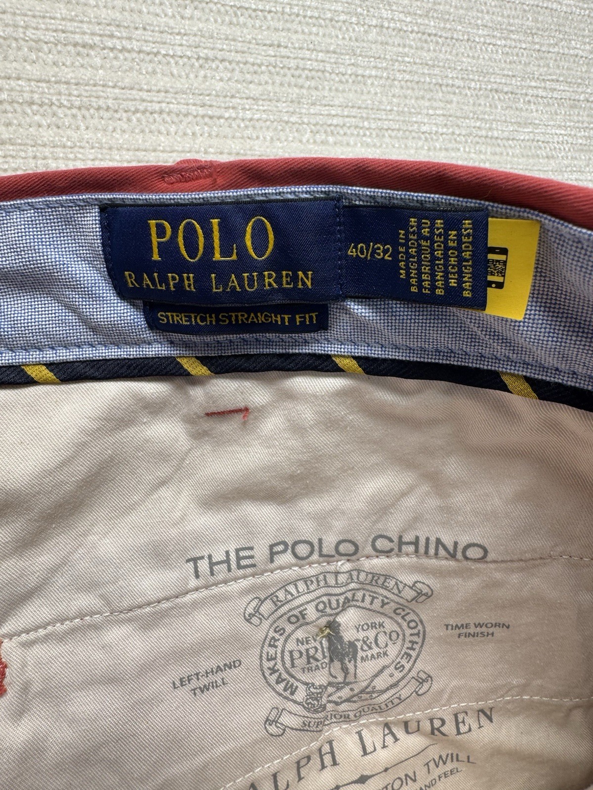 Polo Ralph Lauren Mens Stretch Straight Fit Chino Twill Pants Salmon/Red NWT