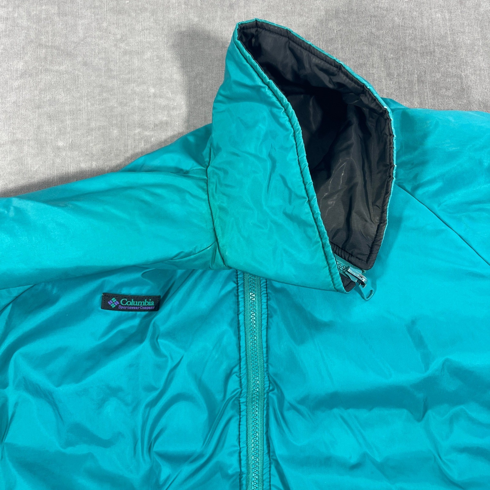 Columbia Reversible Mens Large Black Blue Full Zip Sportswear Company Jacket