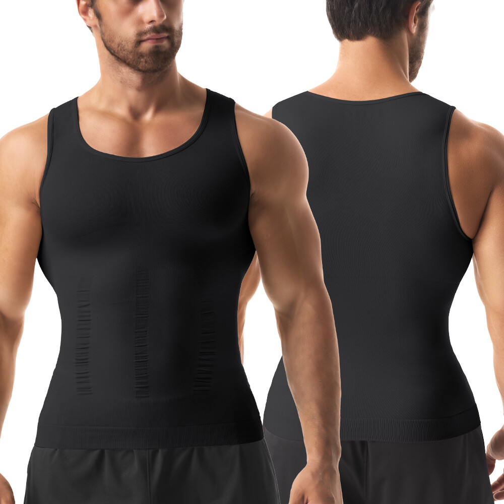 Slimming Men’s Compression Tank Top Tummy Control Belly Boobs Shaper Vest Shirts
